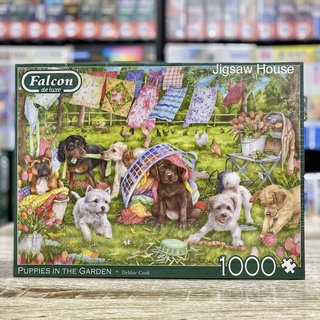 พร้อมส่ง-จิ๊กซอว์ Puppies in the garden 🐶แบรนด์ Falcon jigsaw puzzle 1000 ชิ้น