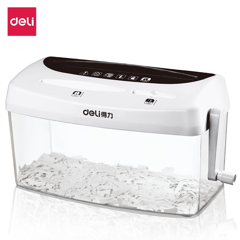 Deli เครื่องย่อยกระดาษ 4 ลิตร เครื่องทำลายเอกสาร แบบมือหมุน ขนาด A4 อุปกรณ์สำนักงาน Paper Shredder