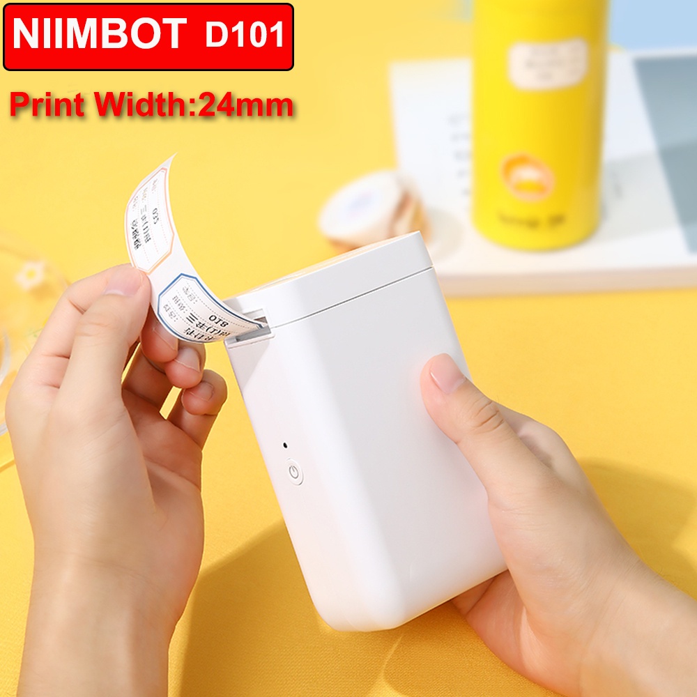 NiiMbot D101 เครื่องพิมพ์แบบพกพาไร้สาย Thermal Label Maker 2 ม้วน Niimbot D101 ป้ายกระดาษสติกเกอร์อง