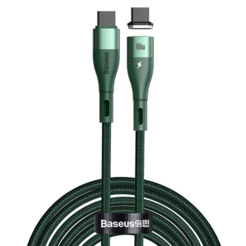 Baseus สายชาร์จ USB Type C แม่เหล็ก 100W 1.5 เมตร - CATXC-Q06 - สีเขียว