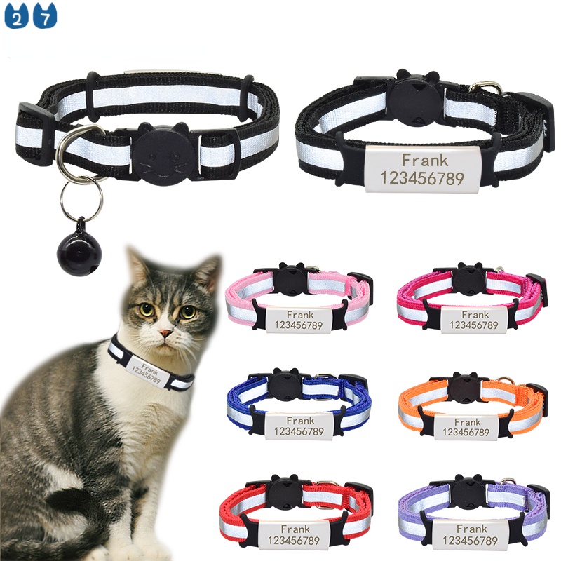 『27Pets』ป้ายชื่อ Id ไนล่อน สะท้อนแสง เพื่อความปลอดภัย สําหรับสัตว์เลี้ยง แมว
