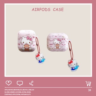 เคสหูฟัง ลายการ์ตูนคิตตี้ พร้อมสายคล้องนิ้ว สําหรับ airpods pro gen 2 1 2 3 pro