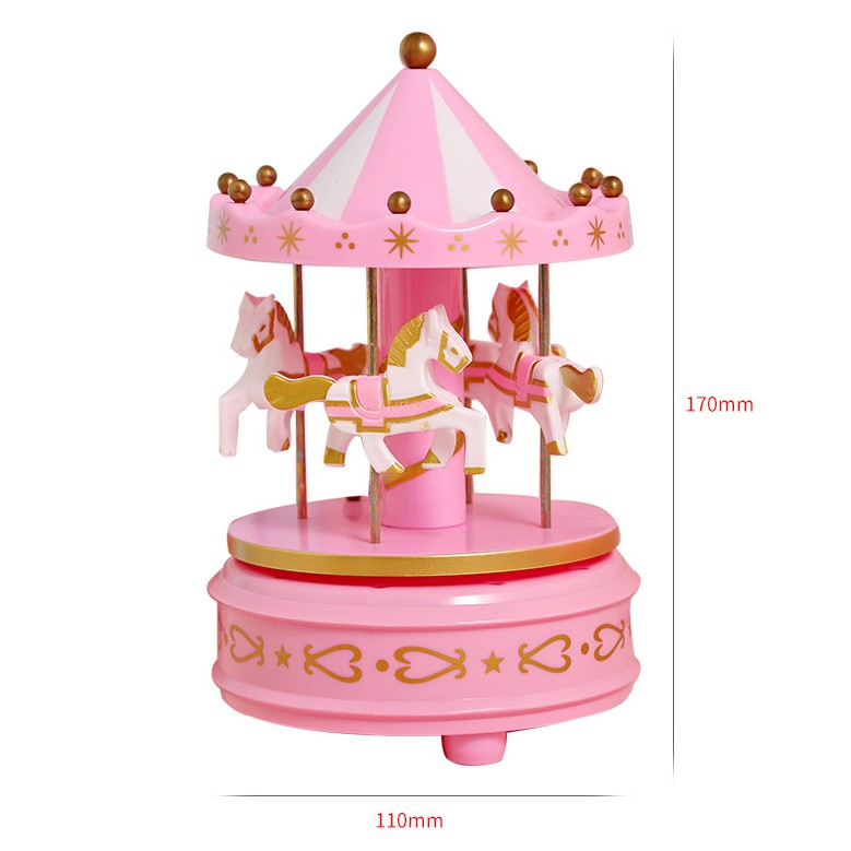กล่องดนตรี ม้าหมุน Carousel Music Box มีไฟ มีเพลง หมุนได้ หีบเพลงม้าหมุนแต่งห้อง ของขวัญวันวาเลนไทน์ - รูปที่ 6