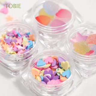 Tobie วัสดุตกแต่งเล็บอะคริลิคลายหัวใจ 3D Diy ไล่โทนสีสีสันสดใสสําหรับผู้หญิง