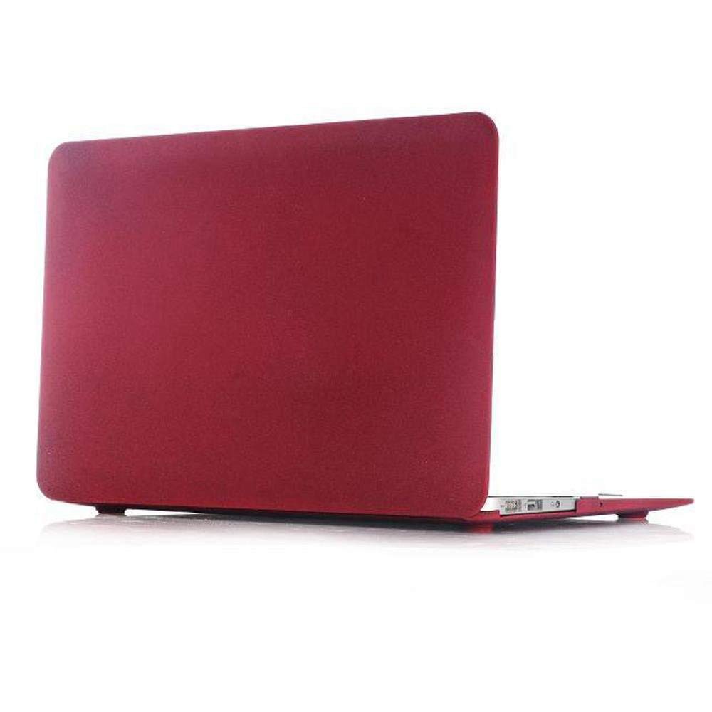 เคสสีแดงเลือดหมู ไม่เจาะโลโก้  แบบเนื้อทราย ​Macbook Air 13 รุ่นเก่า และ Macbook pro13 touchbar