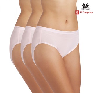 กางเกงใน Wacoal Panty ทรง Bikini ขอบเรียบ สีชมพู Pink (3 ตัว) รุ่น WU1M01 WU1C34 WQ6M01 กางเกงในผู้หญิง วาโก้ บิกินี่