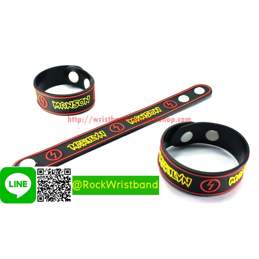 MARILYN MANSON ขายริสแบนด์ มาริลีน แมนสัน MMS15NA Wristband กำไลข้อมือวงร็อค