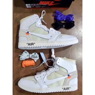 Nike Air Jordan 1 x Off-White Retro High White AQ0818 100 White GS AQ8296 100 2018 Pre-Orderไนกี้ของแท้100%ออฟไวท์3สีครบ