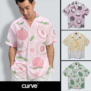 Curve  SET75 เสื้อเชิ้ตฮาวายผ้าไหมอิตาลี่ลายผลไม้หวานๆ