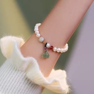 สร้อยข้อมือ จี้ดอกบัว ประดับไข่มุกน้ําจืดธรรมชาติ