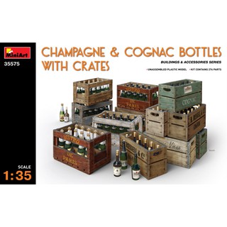 โมเดลอุปกรณ์จำลอง MiniArt 1/35 MI35575 Champagne &amp; Cognac Bottles With Crates