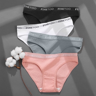 FINETOO Women Cotton Pantys Sexy Comfortable Letter Printed Woman Briefs Ladies Underpants Fashion Girls Lingerie M-XL 5 Solid Colors