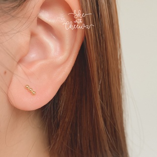 She with Cheewa | silver925 | line dot earring ต่างหูเงินแท้ มินิมอล แป้นบอล แป้นหมุน ใส่นอนได้ ไม่เจ็บหู