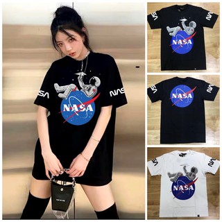 เสื้อคอกลม Nasa พิพม์หน้าหลัง ยืดคอกลม national tideแขนสั้นเสื้อยืด ผ้า Cotton 100% พร้อมส่ง Oversize ผ้านำเ