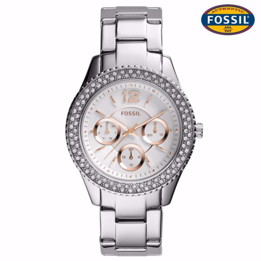 นาฬิกาข้อมือ Fossil ES3722 Stella Silver-tone Stainless Steel Multifunction Ladies Watch