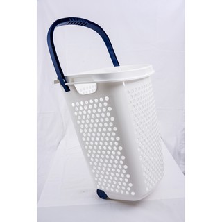 ตะกร้าผ้าล้อลาก สีน้ำเงิน Hamper with wheel Blue Navy Lift And Go