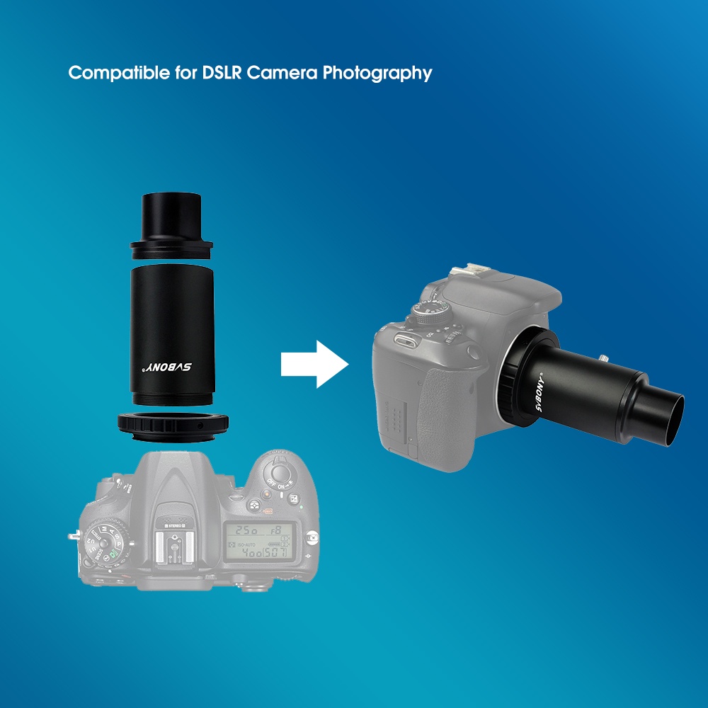 SVBONY CA1 อะแดปเตอร์กล้องโทรทรรศน์ดาราศาสตร์หลอดขยาย SLR กล้องถ่ายภาพแขนโลหะทั้งหมด 1.25 นิ้วเข้ากันได้สำหรับการถ่ายภาพกล้อง DSLR