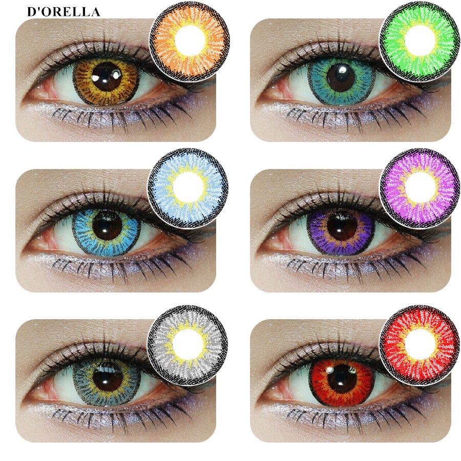 D'ORELLA 1 คู่ IceSnow Series อะนิเมะอุปกรณ์เสริมสำหรับดวงตาคอสเพลย์คอนแทคเลนส์สี Halloween Eye Contacts สีแดงสีดำสีฟ้าเลนส์คอนแทคเลนส์แบบใช้แล้วทิ้งรายปี