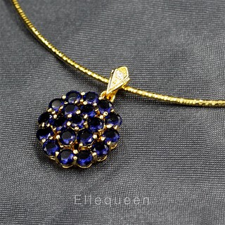 จี้พลอยไพลิน Blue Sapphire ทรงดอกไม้ (เฉพาะจี้) ส่งฟรีลงทะเบียน