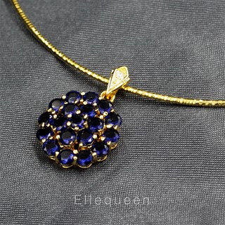 จี้พลอยไพลิน Blue Sapphire ทรงดอกไม้ (เฉพาะจี้) ส่งฟรีลงทะเบียน