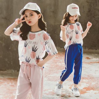 (พร้อมส่ง) ชุดเด็กโต ราคาส่ง เสื้อลายสัปรด + กางเกง ผ้าดี