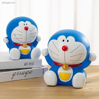 กระปุกออมสินแบบใส กระปุกออมสิน กระปุกออมสินแกะไม่ได้ ♨﹍☞เด็ก Doraemon piggy bank boy anti - fall สุทธิสีแดงสีฟ้าไขมันสร้