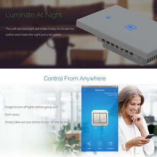 WiFi Smart Touch-Switch Wall Switch Light US Standard Touch-Screen Switch Crystal Glass Panel LED Lamp Switches