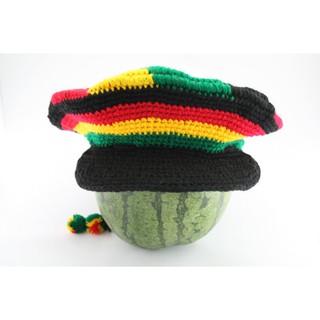 สินค้าราสต้า Tam Rasta Visor Swirl Pattern Green Yellow Red หมวก CROCHET RASTA สีสัญลักษณ์ราสต้า ถักเป็นลาย SPIRALS