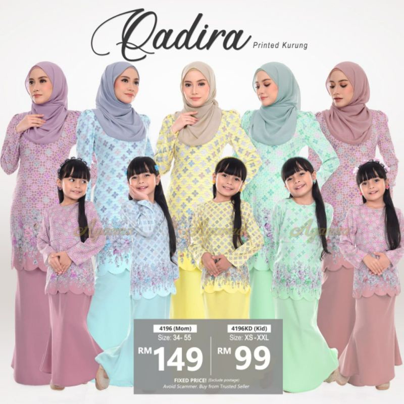 Raya 2022 Qadira พิมพ์คุรูง Sedondondon Mother Child Boy Plussize