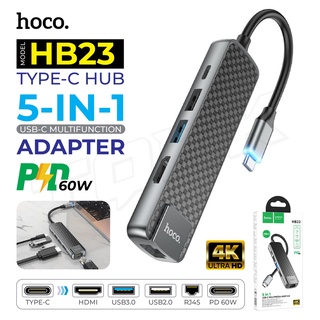 Hoco HB23. 5in1 USB-C Multimedia Adapter Type-C To Hdmi Hub USB Crad Reader การ์ดรีดเดอร์