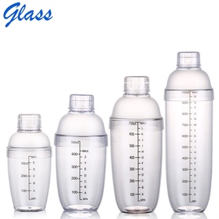 GLASS แก้วเชค กระบอกเชค เชคเกอร์ พลาสติก แก้วเชคค็อกเทล 300ml/530ml/700ml/1000ml ตัววัด ขีดสีดำ แก้วน้ำ แก้วกาแฟ SHAKER