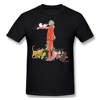 เสื้อยืด ผ้าฝ้าย พิมพ์ลายอนิเมะ Kenma And Cats Haikyuu Volleyball สําหรับผู้ชาย