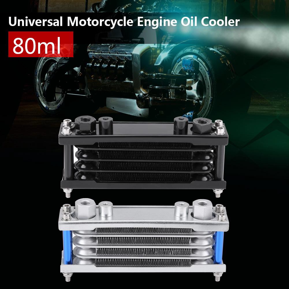 Treee ออยคูลเลอร์ รถจักรยานยนต์ออยล์คูลเลอร์ 80ml หม้อน้ำดัดแปลง CNC คูลลิ่ง 110cc-200cc อลูมิเนียมผ