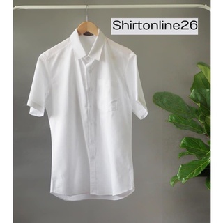 เสื้อเชิ้ตผู้ชาย ผ้า COTTON ขาว ทรงสวย ใส่สบาย เเขนสั้น ทรงพอดีตัว M - 4XL พร้อมส่ง