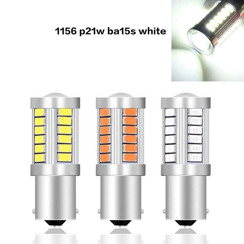 หลอดไฟเลี้ยว 33SMD ใส่คู่เดียวกระพริบรอบคัน สีส้มขั้วเยื้อง รุ่นLED 18W (1ชิ้น) [1156-ตูด1ขั้ว]