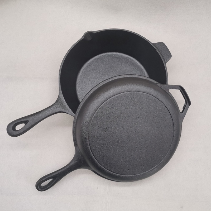 ▫∏26cm Cast Iron Steak Frying Pan Household Non-stick Single Handle Dual-use Pan