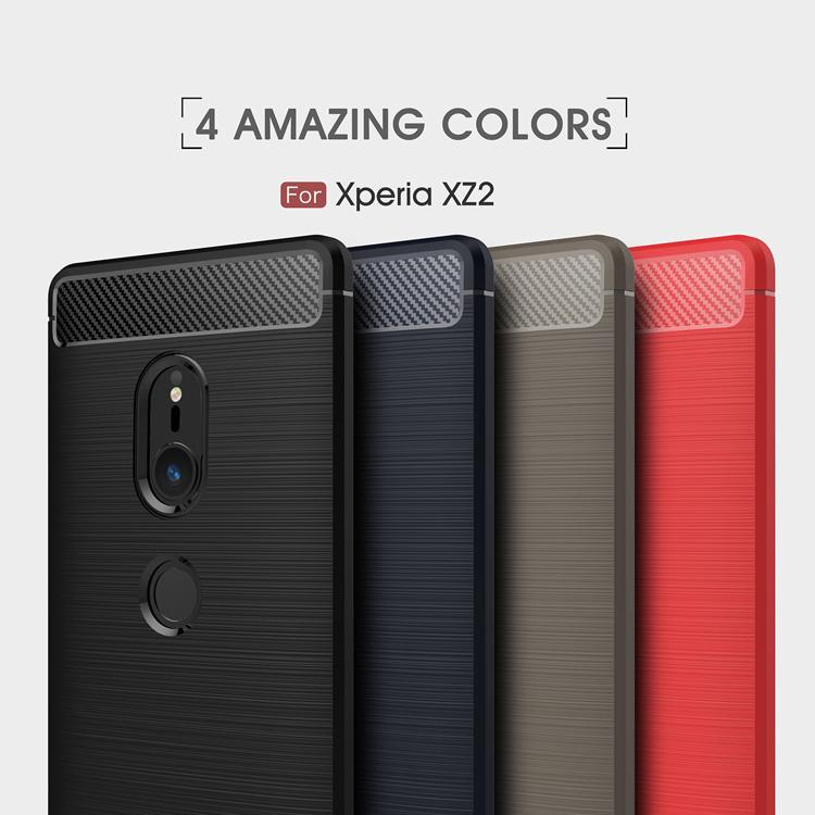 เคส สำหรับ Sony Xperia XZ2 Carbon Fiber Metallic 360 Protection TPU Case