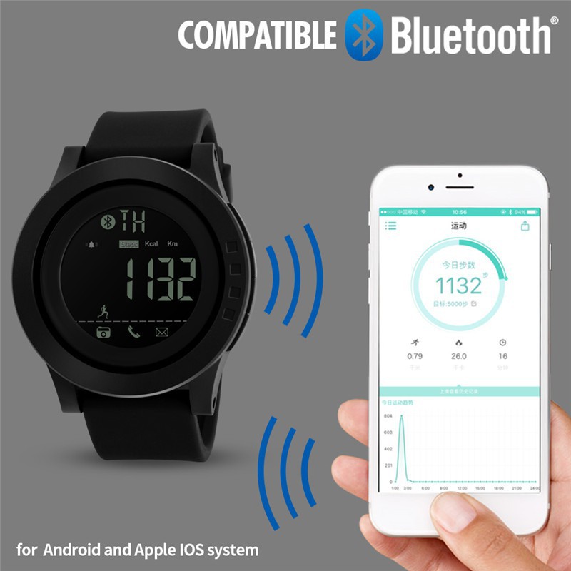 SKMEI 1255 นาฬิกาข้อมือบลูทูธสำหรับ Android และ IOS System
