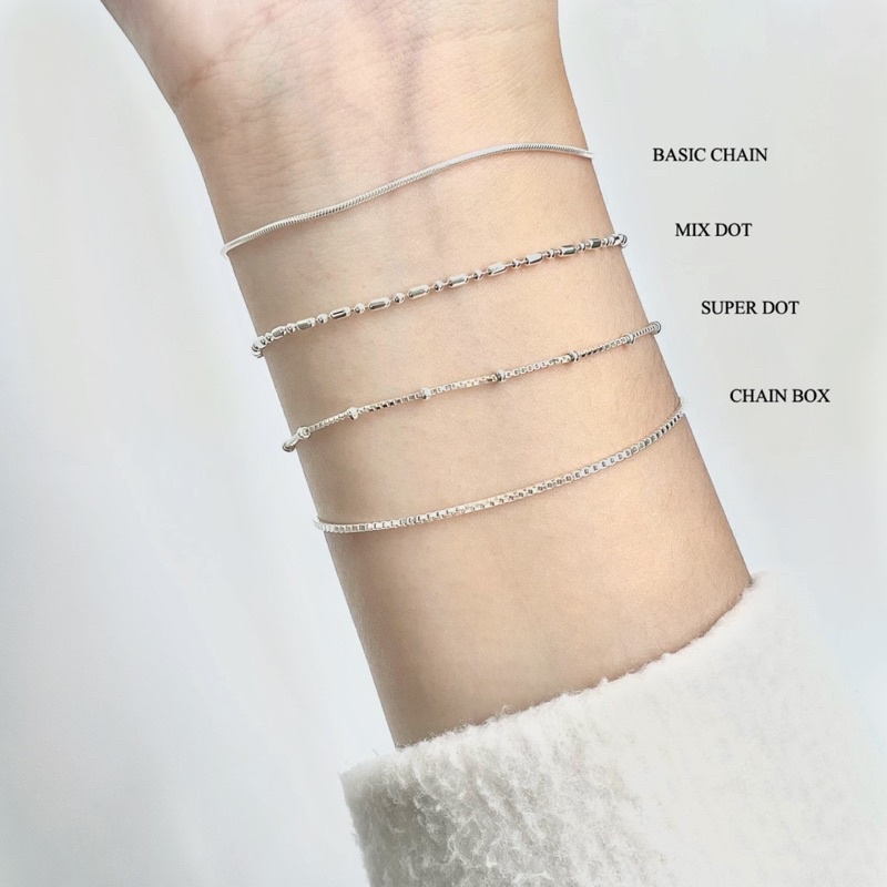 (Adelyn) สร้อยข้อมือเงินแท้ เส้นเล็กมินิมอล ใส่ติดตัวได้ในชีวิตประจำวัน