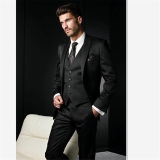 ใหม่คลาสสิกผู้ชายชุด Smolking Noivo Terno Slim Fit Easculino ชุดราตรีชุดสำหรับชาย Notched Lapel เจ้าบ่าวสีดำ Tuxedo