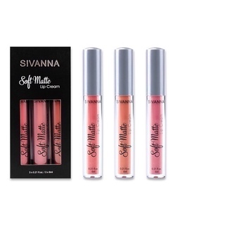 Sivanna Soft Matte Lip Cream Set #HF359 : ซิวานน่า ลิป เซต 3 ชิ้น เนื้อครีมแมท x 1 ชิ้น svl