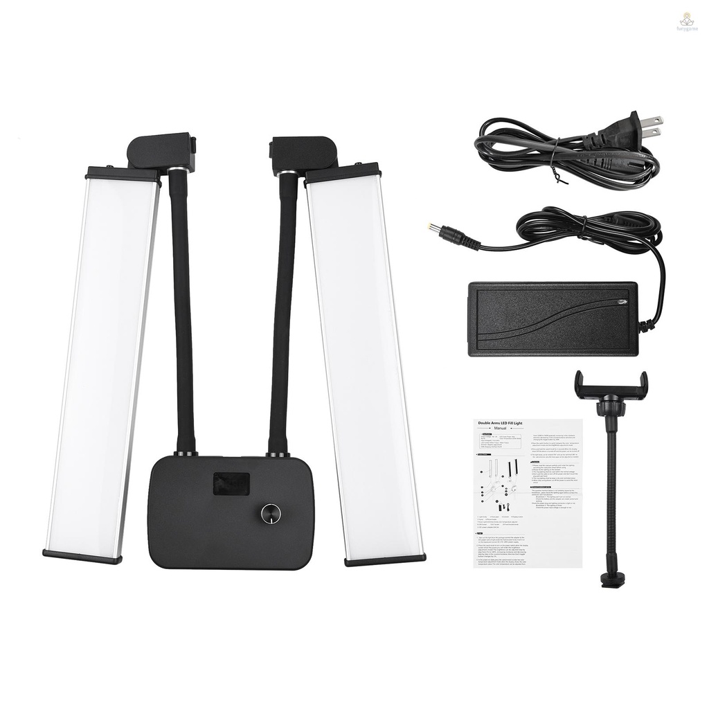 (พร้อมส่ง) ไฟเติมแสง Led 3200K-4500K-5600K แขนคู่ ยืดหยุ่น 45W หรี่แสงได้ 3 โหมด พร้อมที่วางโทรศัพท์ สําหรับถ่ายภาพ ถ่ายทอดสด วีล็อก แต่งหน้