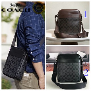 🎄พร้อมส่ง🌟Coach กระเป๋าสะพายไหล่ผู้ชายแฟชั่นธุรกิจสบาย ๆ กระเป๋าสี่เหลี่ยมเล็ก มีสินค้า 71764