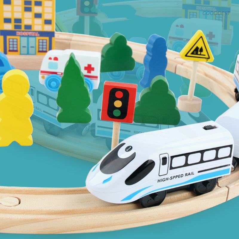 GOO Educational Rail Train Car Toys Wooden Railway Train Toys Wooden