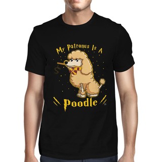 เสื้อยืดผ้าฝ้ายคอก ลม My Patronus Is A Poodle Dog