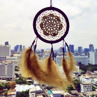 ตาข่ายดักฝันงานถักสีน้ำตาลอ่อน (LightBrown Dreamcatcher)