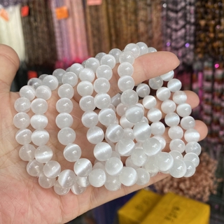 กําไลข้อมือ แฮนด์เมด แบบยืดหยุ่น ลาย Selenite Mala Reiki Ruyi