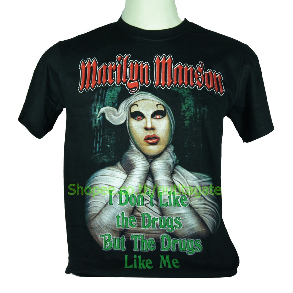 เสื้อวง Marilyn Manson ไซส์ยุโรป มาริลีน แมนสัน PTA676 วงร็อค เมทัล สากล Rockyeah