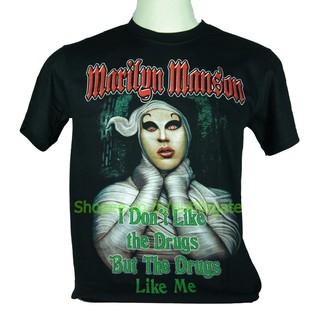 เสื้อวง Marilyn Manson เสื้อไซส์ยุโรป มาริลีน แมนสัน PTA676 เสื้อวงดนตรีร็อค เดธเมทัล