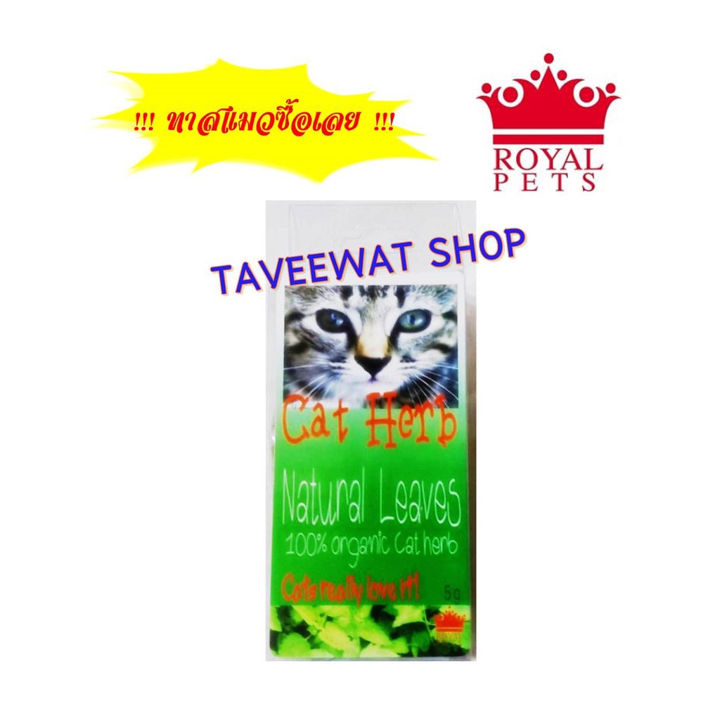 ROYAL PETS CATNIP สมุนไพรแมว 5 กรัม ผ่อนคลาย ย้ายที่ เล่นของเล่น ไม่เสพย์ติด ลดความเครียด รักทาสแมว เจริญอาหาร